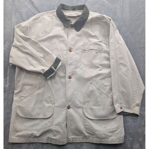 Vtg LL Bean Chore Field Barn Cotton Canvas Lined Coat Jacket Men's Sz 2XL